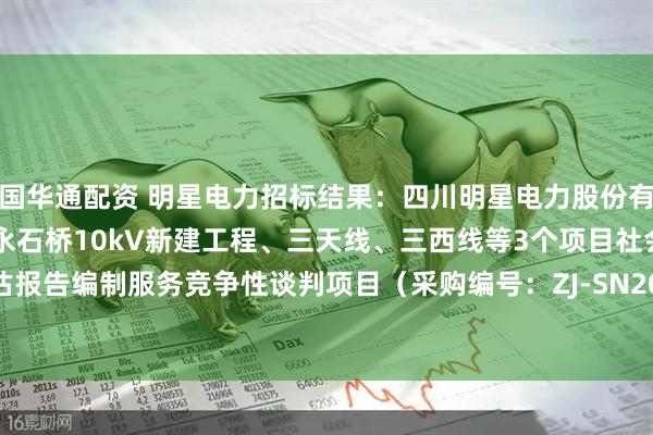 国华通配资 明星电力招标结果：四川明星电力股份有限公司110kV龙凤站至永石桥10kV新建工程、三天线、三西线等3个项目社会稳定风险评估报告编制服务竞争性谈判项目（采购编号：ZJ-SN2025-DL234-1）于2025年08月12日在四川遂宁完成了评